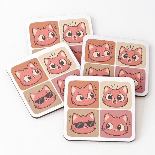 Item preview, Kawaii Cat Faces Retro Expression Grid designed and sold by Hawkiji.