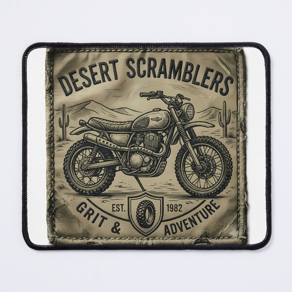 Item preview, Desert Scramblers Vintage Motorcycle Adventure Patch designed and sold by SnapStickerHub.