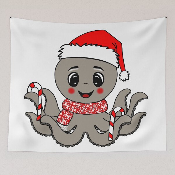 Item preview, Festive Christmas Octopus designed and sold by Sartoris Art.