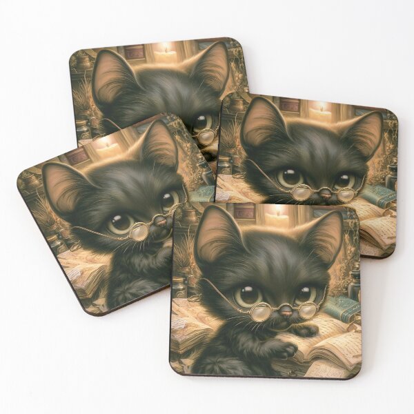 Item preview, Gothic Library Cat | Cat Reading Books | Cozy Dark Academia Art designed and sold by InkAndGloom.