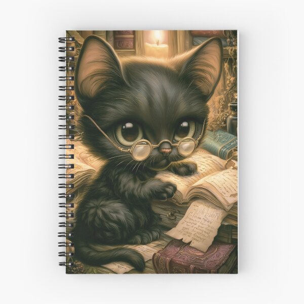 Item preview, Gothic Library Cat | Cat Reading Books | Cozy Dark Academia Art designed and sold by InkAndGloom.