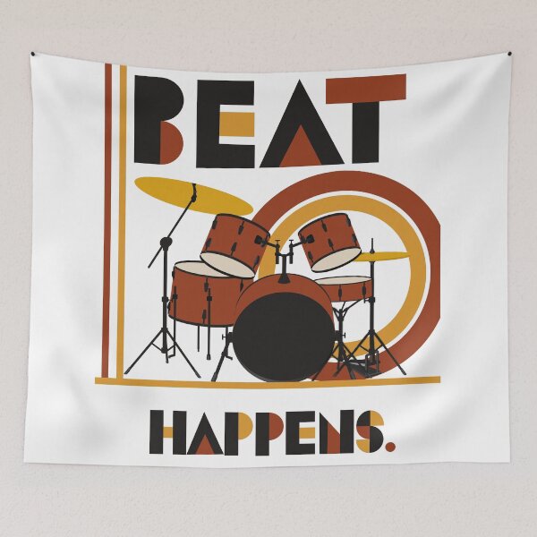 Item preview, Beat Happens Drummer Print, Funny Drum Set Print, Bauhaus Music Art, Drummer Gift, Retro Jazz Decor, Percussion Art, Music Studio Print designed and sold by Studio pod Burom.