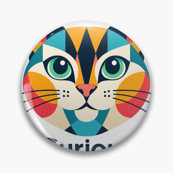 Artikelvorschau, Curious By Nature Geometrische Katze Pop Art Bunt entworfen und verkauft von LongIslandDesgn.