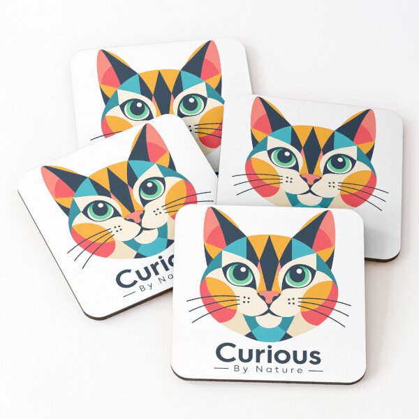 Item preview, Curious By Nature Geometric Cat Pop Art Colorful designed and sold by LongIslandDesgn.