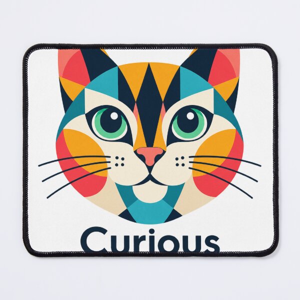 Item preview, Curious By Nature Geometric Cat Pop Art Colorful designed and sold by LongIslandDesgn.