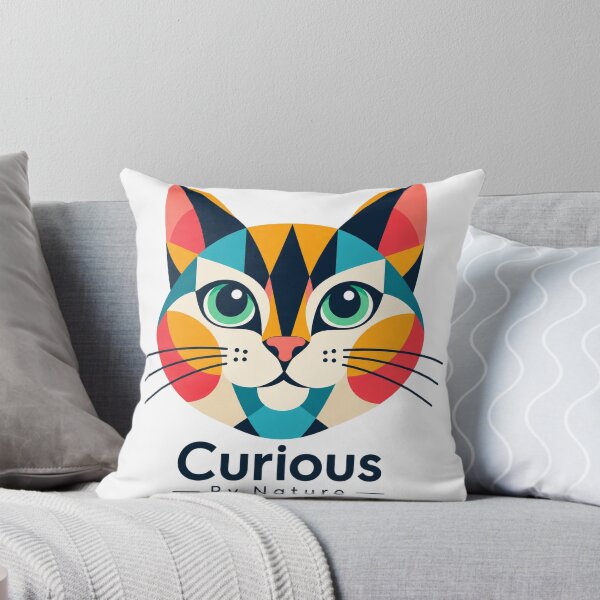Item preview, Curious By Nature Geometric Cat Pop Art Colorful designed and sold by LongIslandDesgn.