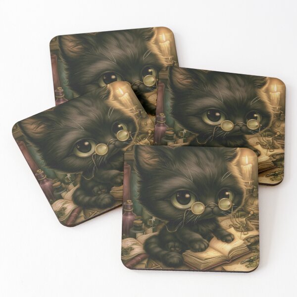 Item preview, Gothic Cat Reading a Book | Bookish Black Cat | Cozy Dark Academia Art designed and sold by InkAndGloom.