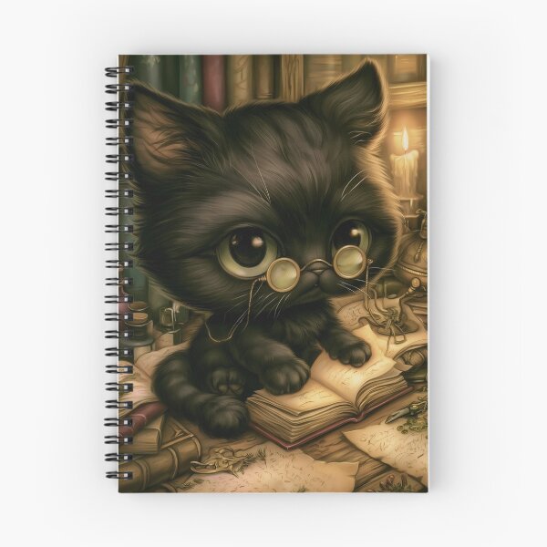 Item preview, Gothic Cat Reading a Book | Bookish Black Cat | Cozy Dark Academia Art designed and sold by InkAndGloom.