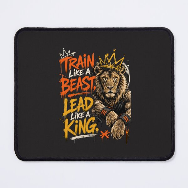 Item preview, Train Like A Beast Lead Like A King - Gritty Streetwear Lion Crown Workout Fitness Entrepreneur Motivational Quote Art designed and sold by Bennie Singh.