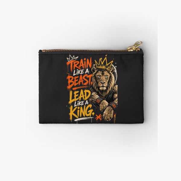 Item preview, Train Like A Beast Lead Like A King - Gritty Streetwear Lion Crown Workout Fitness Entrepreneur Motivational Quote Art designed and sold by Bennie Singh.