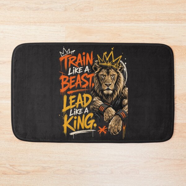 Item preview, Train Like A Beast Lead Like A King - Gritty Streetwear Lion Crown Workout Fitness Entrepreneur Motivational Quote Art designed and sold by Bennie Singh.