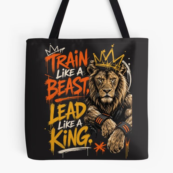 Item preview, Train Like A Beast Lead Like A King - Gritty Streetwear Lion Crown Workout Fitness Entrepreneur Motivational Quote Art designed and sold by Bennie Singh.