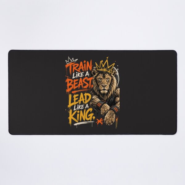 Item preview, Train Like A Beast Lead Like A King - Gritty Streetwear Lion Crown Workout Fitness Entrepreneur Motivational Quote Art designed and sold by Bennie Singh.