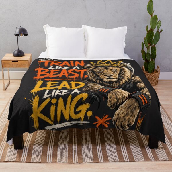 Item preview, Train Like A Beast Lead Like A King - Gritty Streetwear Lion Crown Workout Fitness Entrepreneur Motivational Quote Art designed and sold by Bennie Singh.