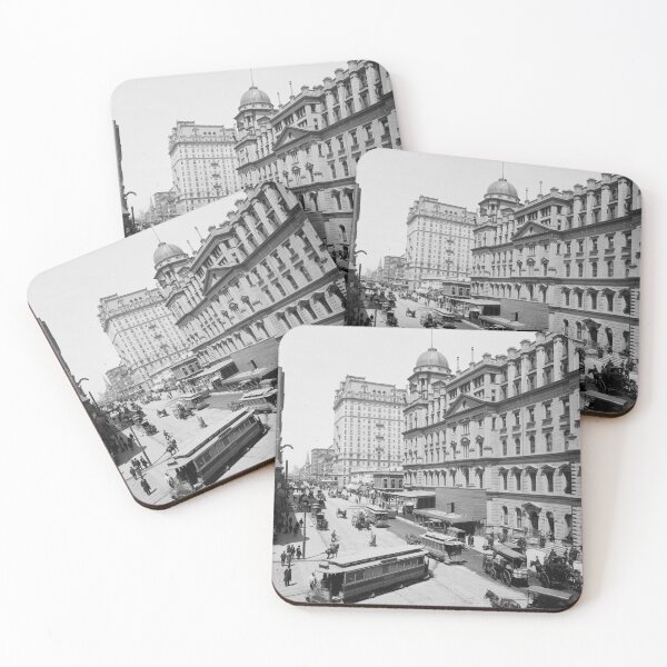 Item preview, 1910 Grand Central Station and Hotel Manhattan, New York City vintage black and white cityscape photograph designed and sold by Astrid Arkhangelsky.