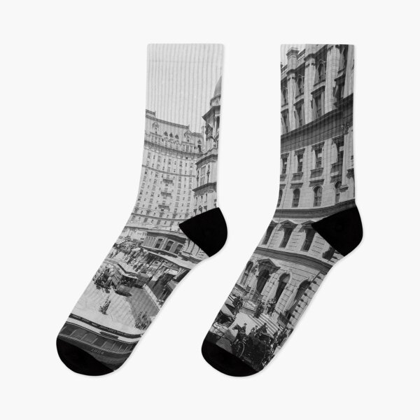 Item preview, 1910 Grand Central Station and Hotel Manhattan, New York City vintage black and white cityscape photograph designed and sold by Astrid Arkhangelsky.