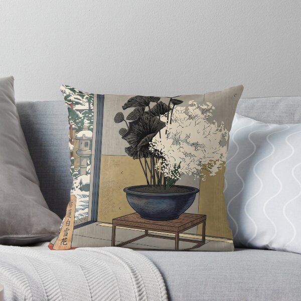 Item preview, Ukiyo-e Black Lotus Baby's Breath Ikebana Art designed and sold by conohitoAI-ArtGallery.