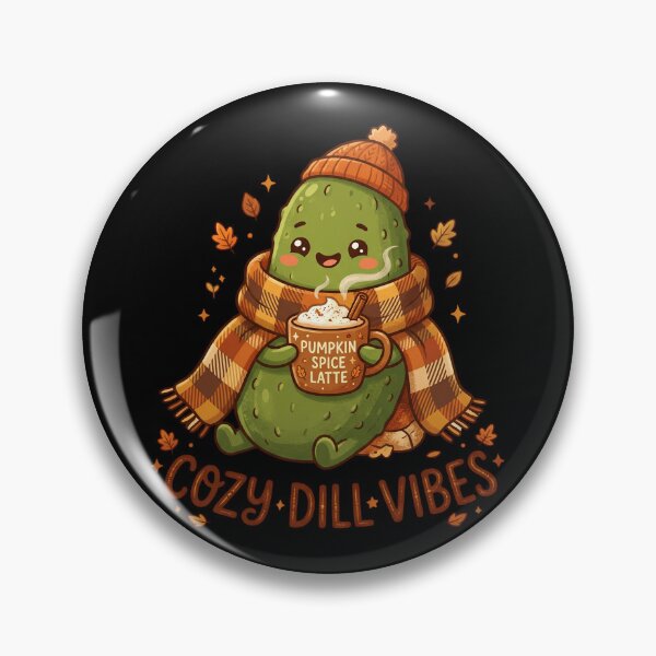 Item preview,  Cozy Dill Vibes Cute Fall Pumpkin Spice Pickle designed and sold by Basma Designs | Retro, Kawaii Shirts & Stickers.