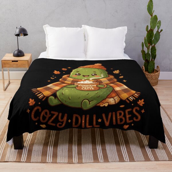 Item preview,  Cozy Dill Vibes Cute Fall Pumpkin Spice Pickle designed and sold by Basma Designs | Retro, Kawaii Shirts & Stickers.
