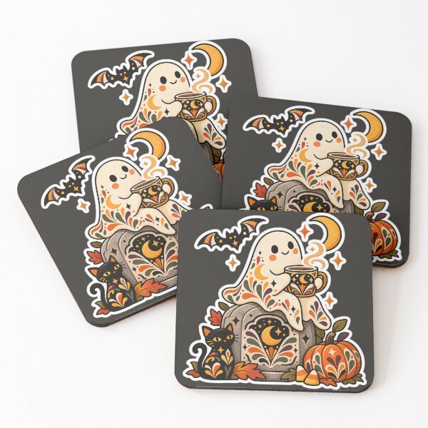 Item preview, Cozy Ghost Coffee Graveyard Halloween designed and sold by AliAltinelArt.