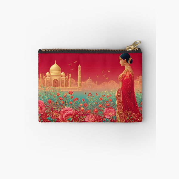 Item preview, Elegant Indian Woman Near Taj Mahal in Blooming Scene designed and sold by Artessie.
