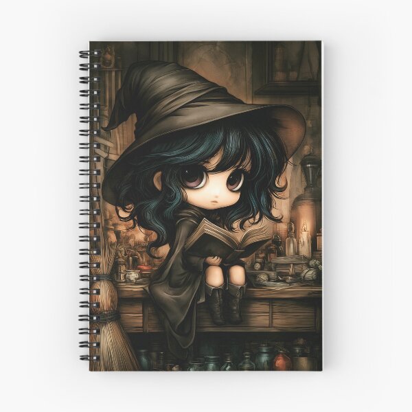 Item preview, Witch Studying Spellbook | Gothic Witch Reading | Dark Academia Fantasy Art designed and sold by InkAndGloom.