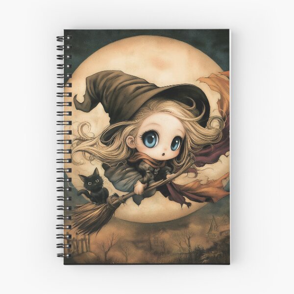 Item preview, Flying Witch Chibi | Gothic Witch on Broomstick | Dark Fantasy Halloween Art designed and sold by InkAndGloom.