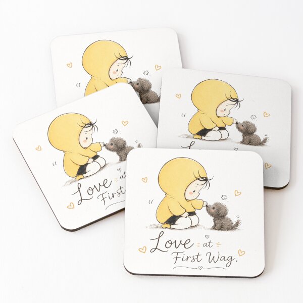 Item preview, Love at First Wag – Cute Dog Lover & Puppy Friendship Illustration designed and sold by CRAZZYDOODLES.