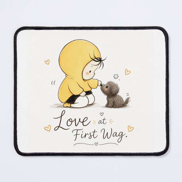 Item preview, Love at First Wag – Cute Dog Lover & Puppy Friendship Illustration designed and sold by CRAZZYDOODLES.