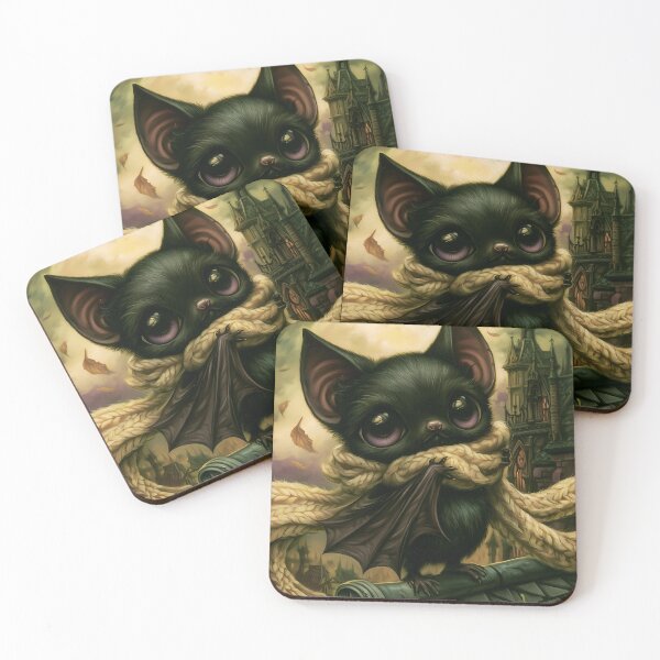 Item preview, Cute Fall Bat in Scarf | Autumn Gothic Bat | Cozy Halloween Dark Art designed and sold by InkAndGloom.