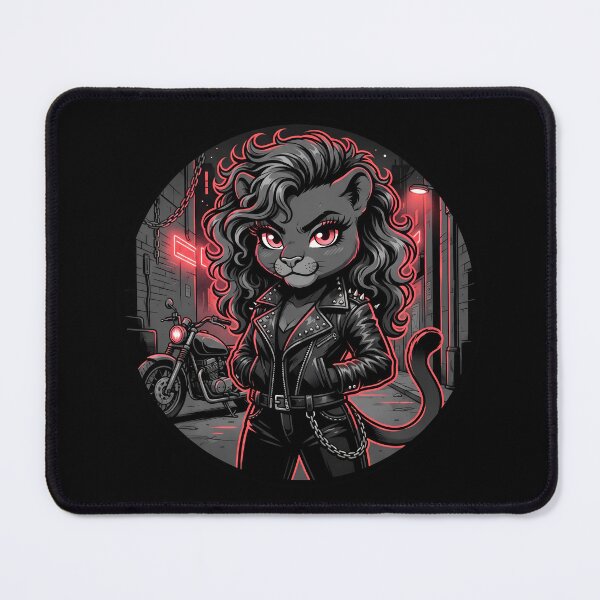 Item preview, 80s Tomboy Biker Panther - Fire Red Stencil Chibi designed and sold by CaliLuminos.