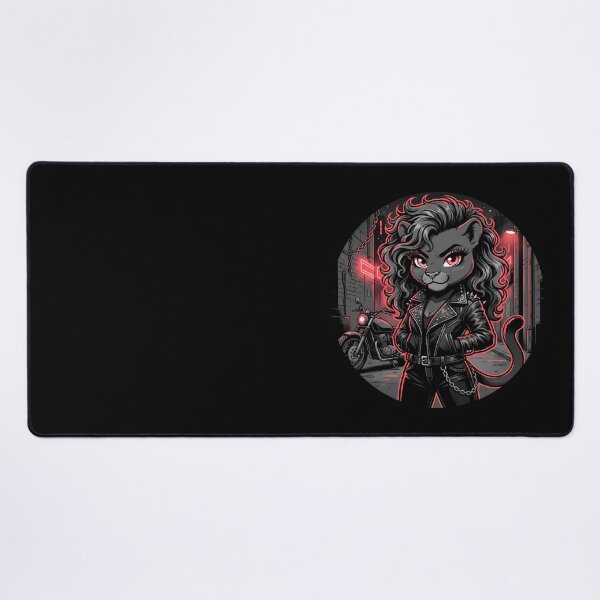 Item preview, 80s Tomboy Biker Panther - Fire Red Stencil Chibi designed and sold by CaliLuminos.