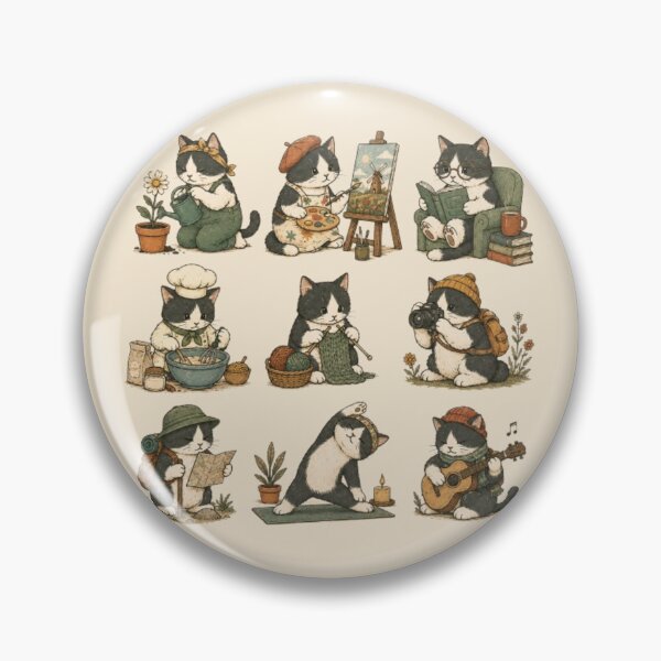 Artikelvorschau, Gemütliche Hobbykatzen – Verspielte Cottagecore-Katzenillustration entworfen und verkauft von Dogandesighn.