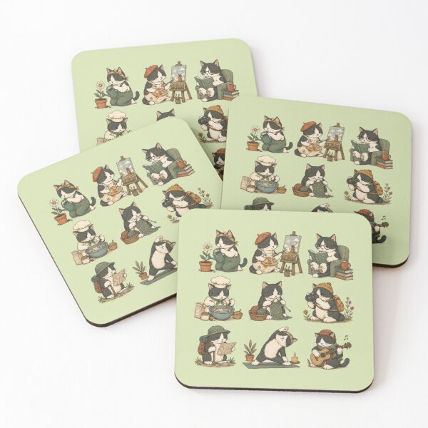 Item preview, Cozy Hobby Cats – Whimsical Cottagecore Cat Illustration designed and sold by Dogandesighn.