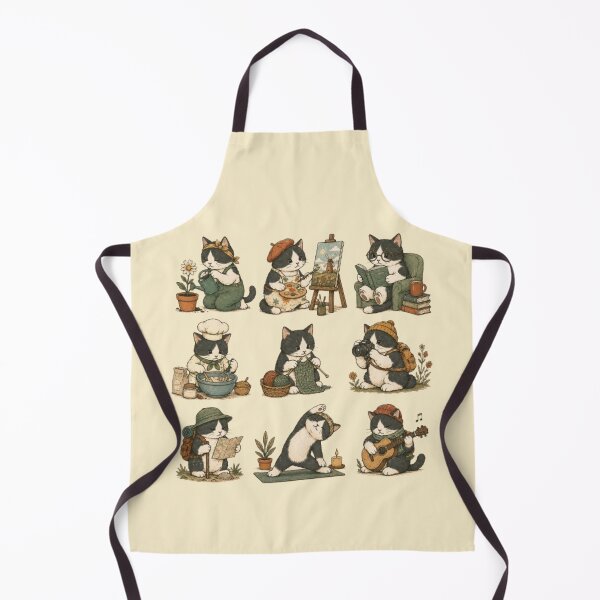 Item preview, Cozy Hobby Cats – Whimsical Cottagecore Cat Illustration designed and sold by Dogandesighn.