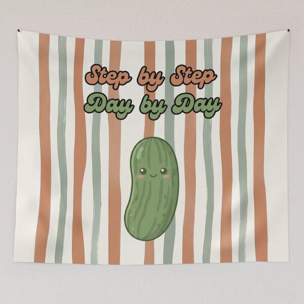 Item preview, Step by Step Day by Day Cute Pickle designed and sold by Basma Designs | Retro, Kawaii Shirts & Stickers.
