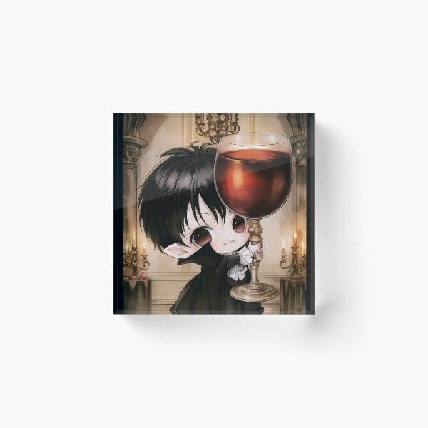 Item preview, Cute Gothic Vampire With Huge Drink | Chibi Vampire | Dark Fantasy Art designed and sold by InkAndGloom.