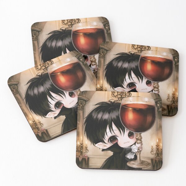 Item preview, Cute Gothic Vampire With Huge Drink | Chibi Vampire | Dark Fantasy Art designed and sold by InkAndGloom.