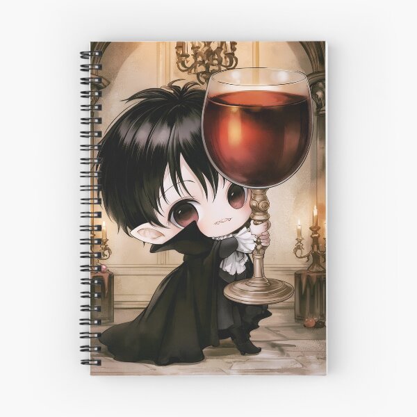 Item preview, Cute Gothic Vampire With Huge Drink | Chibi Vampire | Dark Fantasy Art designed and sold by InkAndGloom.