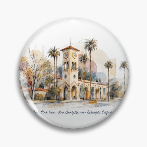 Item preview, Beale Clock Tower in Line and Color — Bakersfield, California designed and sold by Russell Thorne.