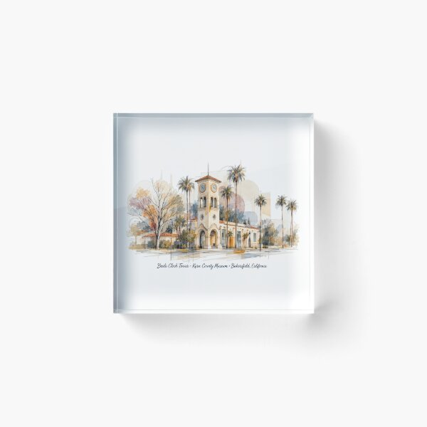 Item preview, Beale Clock Tower in Line and Color — Bakersfield, California designed and sold by Russell Thorne.