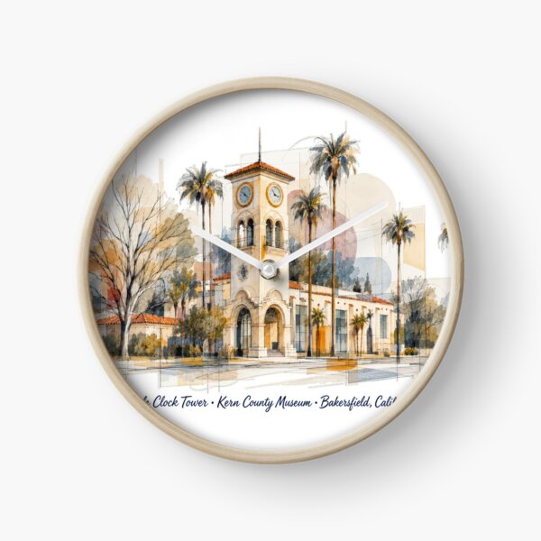 Item preview, Beale Clock Tower in Line and Color — Bakersfield, California designed and sold by Russell Thorne.