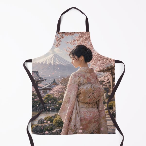 Item preview, Beautiful Japanese Woman in Kimono with Mt. Fuji and Cherry Blossoms designed and sold by vekotpu.