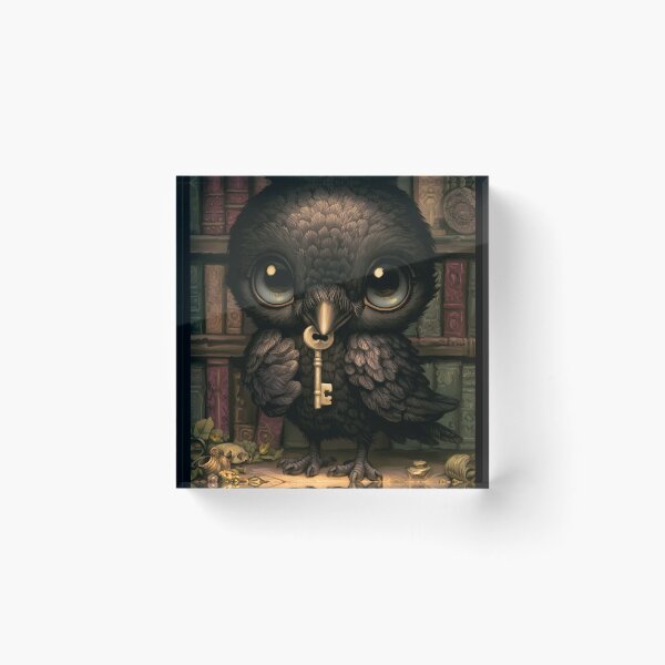 Item preview, Gothic Crow With Key | Dark Library Bird | Chibi Gothic Fantasy Art designed and sold by InkAndGloom.