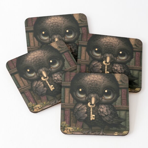 Item preview, Gothic Crow With Key | Dark Library Bird | Chibi Gothic Fantasy Art designed and sold by InkAndGloom.