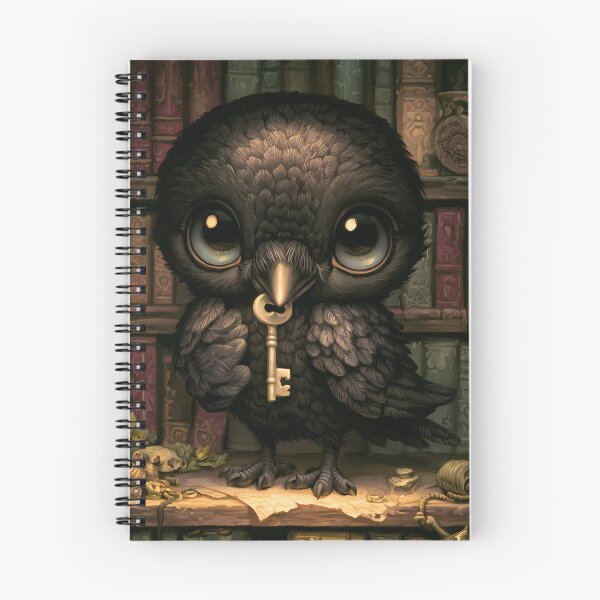 Item preview, Gothic Crow With Key | Dark Library Bird | Chibi Gothic Fantasy Art designed and sold by InkAndGloom.