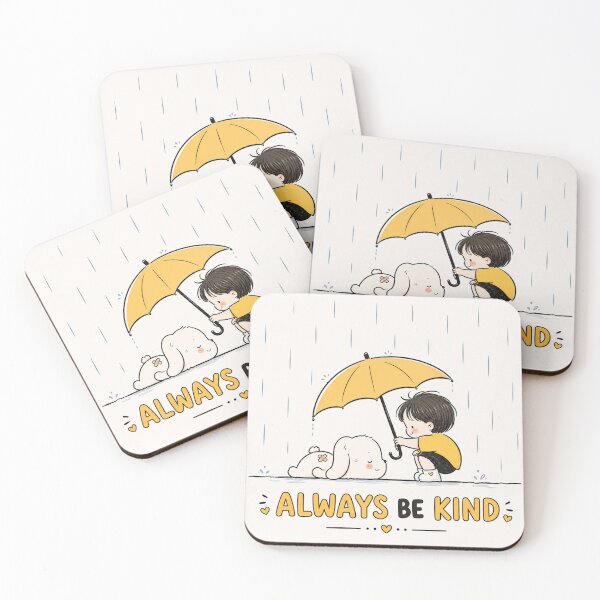 Item preview, Always Be Kind – Cute Child and Puppy Under Umbrella Inspirational Quote designed and sold by CRAZZYDOODLES.