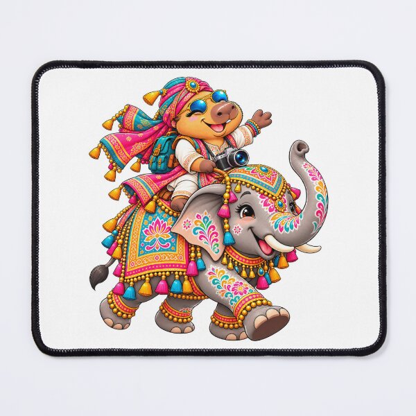Item preview, Cute India Capybara Riding an Elephant – Colorful Travel Adventure designed and sold by CapybaraTravels.