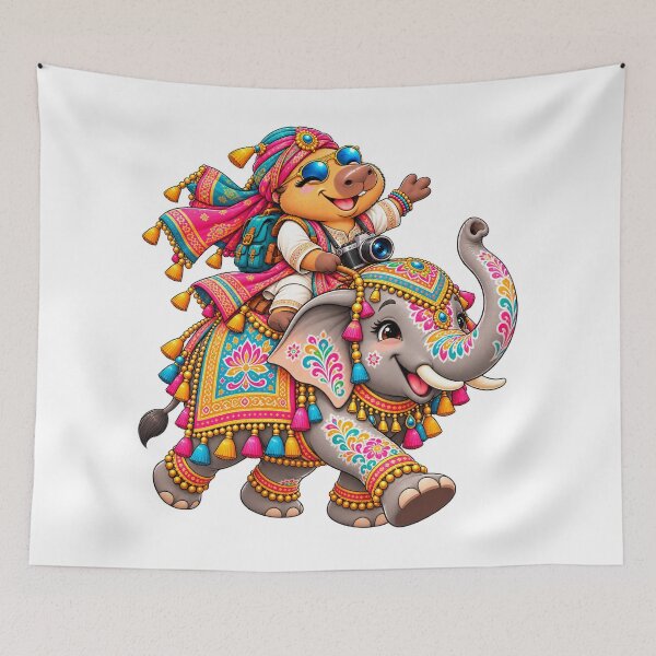 Item preview, Cute India Capybara Riding an Elephant – Colorful Travel Adventure designed and sold by CapybaraTravels.