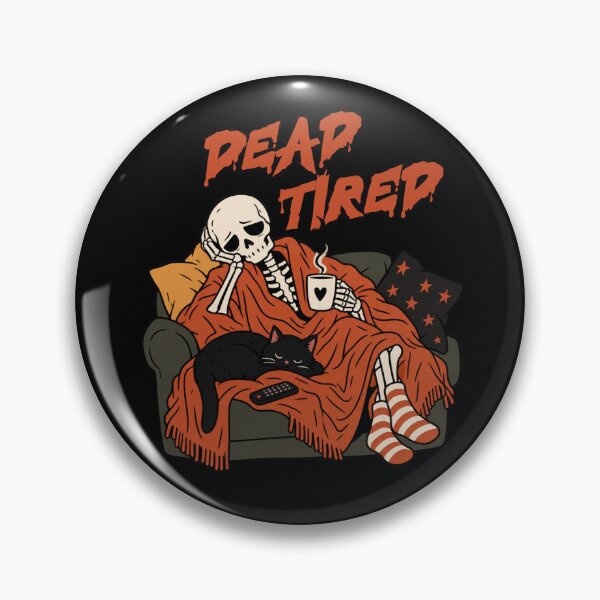 Item preview, Dead Tired Skeleton with Black Cat and Coffee - Cozy Spooky Gothic Humor designed and sold by sekrecja.